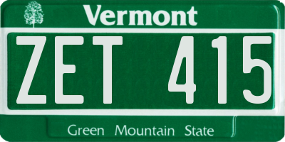 VT license plate ZET415