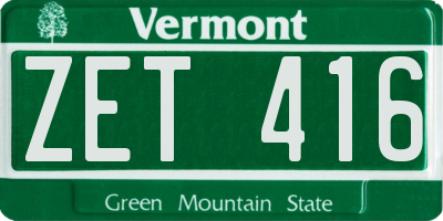 VT license plate ZET416