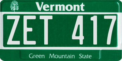 VT license plate ZET417