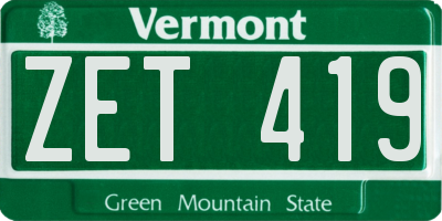 VT license plate ZET419