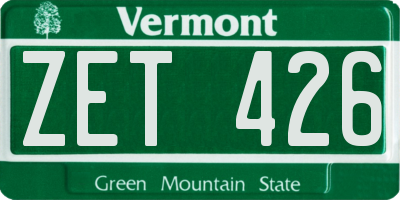 VT license plate ZET426