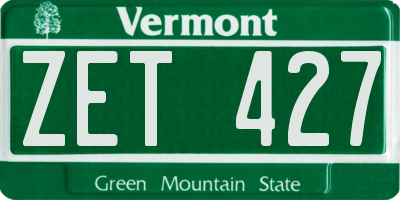 VT license plate ZET427