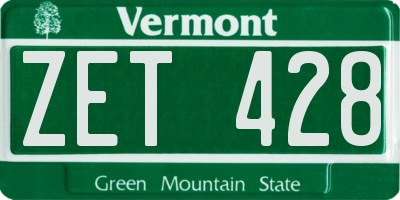 VT license plate ZET428