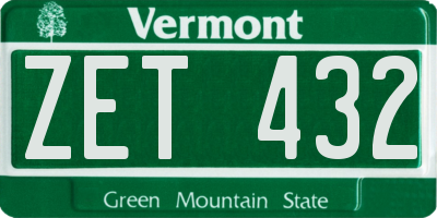 VT license plate ZET432