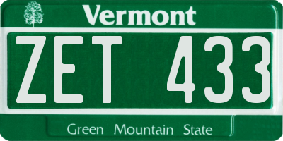 VT license plate ZET433