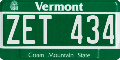 VT license plate ZET434