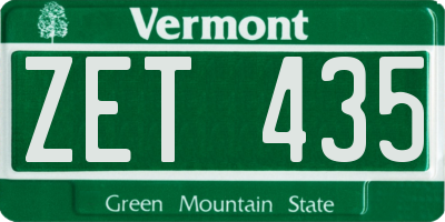 VT license plate ZET435