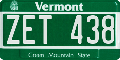 VT license plate ZET438
