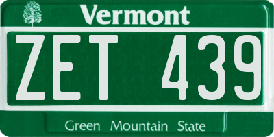 VT license plate ZET439