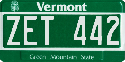 VT license plate ZET442