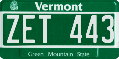 VT license plate ZET443