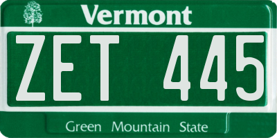 VT license plate ZET445
