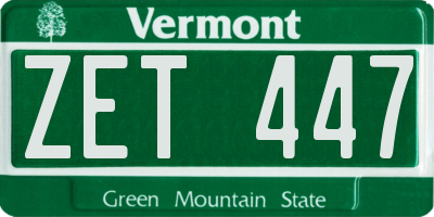 VT license plate ZET447