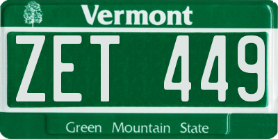 VT license plate ZET449