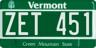 VT license plate ZET451