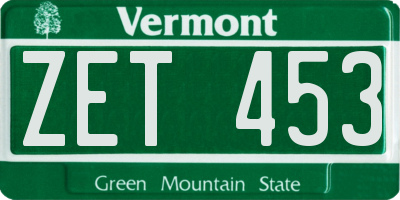 VT license plate ZET453