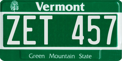 VT license plate ZET457