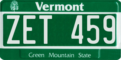 VT license plate ZET459
