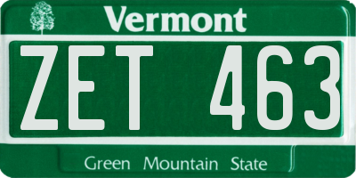VT license plate ZET463