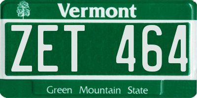 VT license plate ZET464