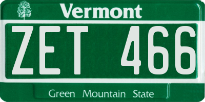 VT license plate ZET466