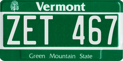 VT license plate ZET467