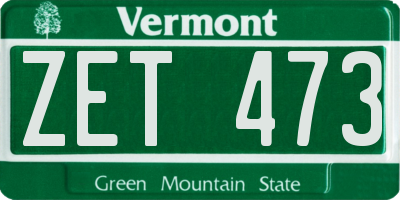 VT license plate ZET473