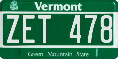 VT license plate ZET478