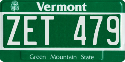VT license plate ZET479