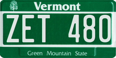 VT license plate ZET480