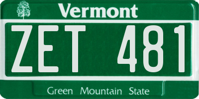 VT license plate ZET481