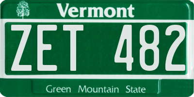 VT license plate ZET482