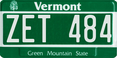 VT license plate ZET484