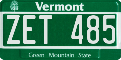 VT license plate ZET485