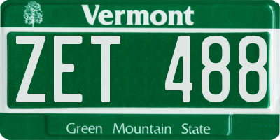 VT license plate ZET488