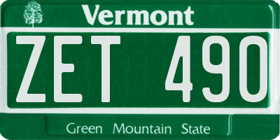 VT license plate ZET490