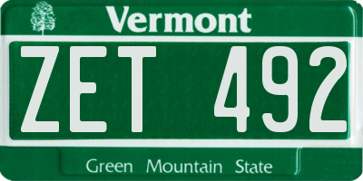 VT license plate ZET492