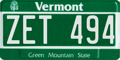 VT license plate ZET494