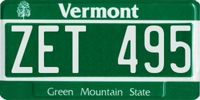 VT license plate ZET495