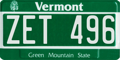 VT license plate ZET496