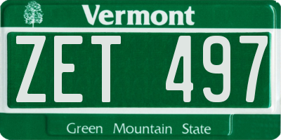 VT license plate ZET497
