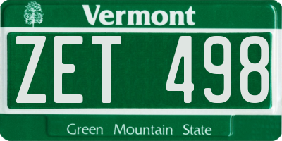 VT license plate ZET498