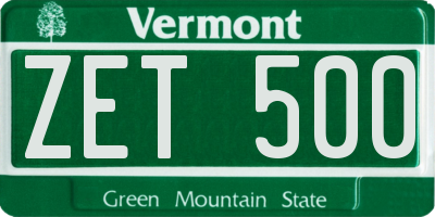 VT license plate ZET500