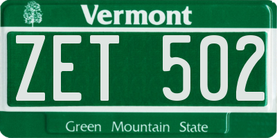VT license plate ZET502