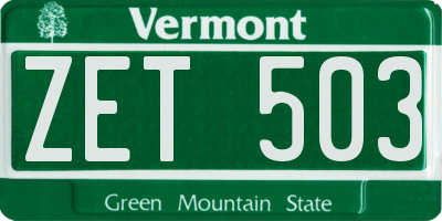 VT license plate ZET503