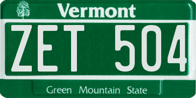 VT license plate ZET504