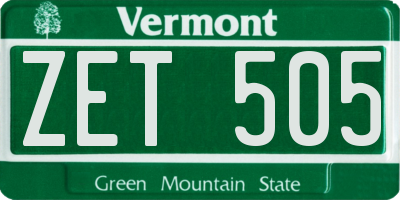VT license plate ZET505