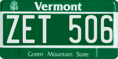 VT license plate ZET506