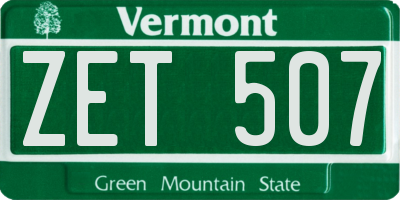 VT license plate ZET507