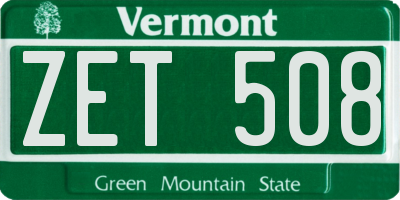 VT license plate ZET508